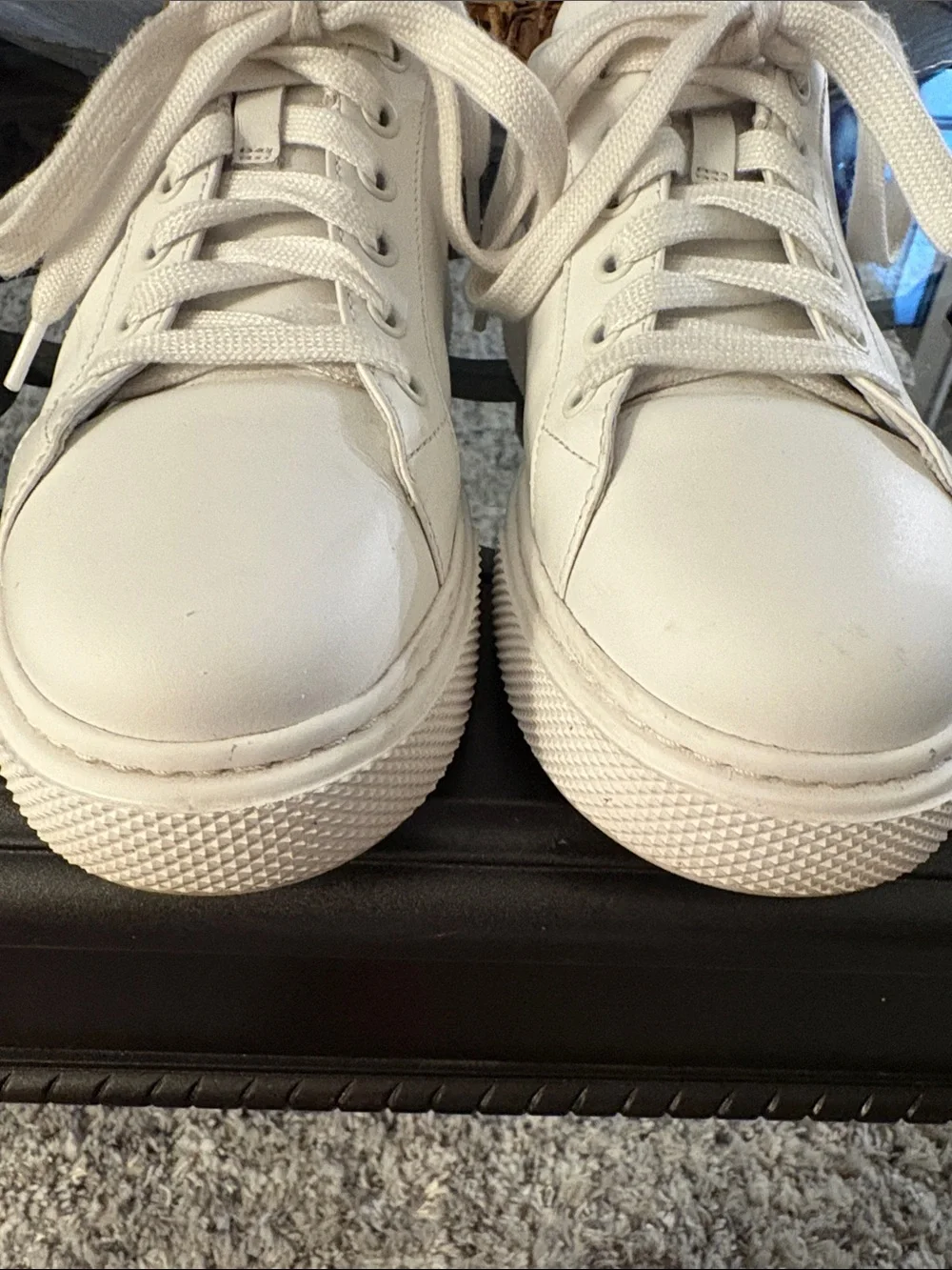 AUTHENTIC Prada leather white sneakers 36.5 - Picture 2 of 6